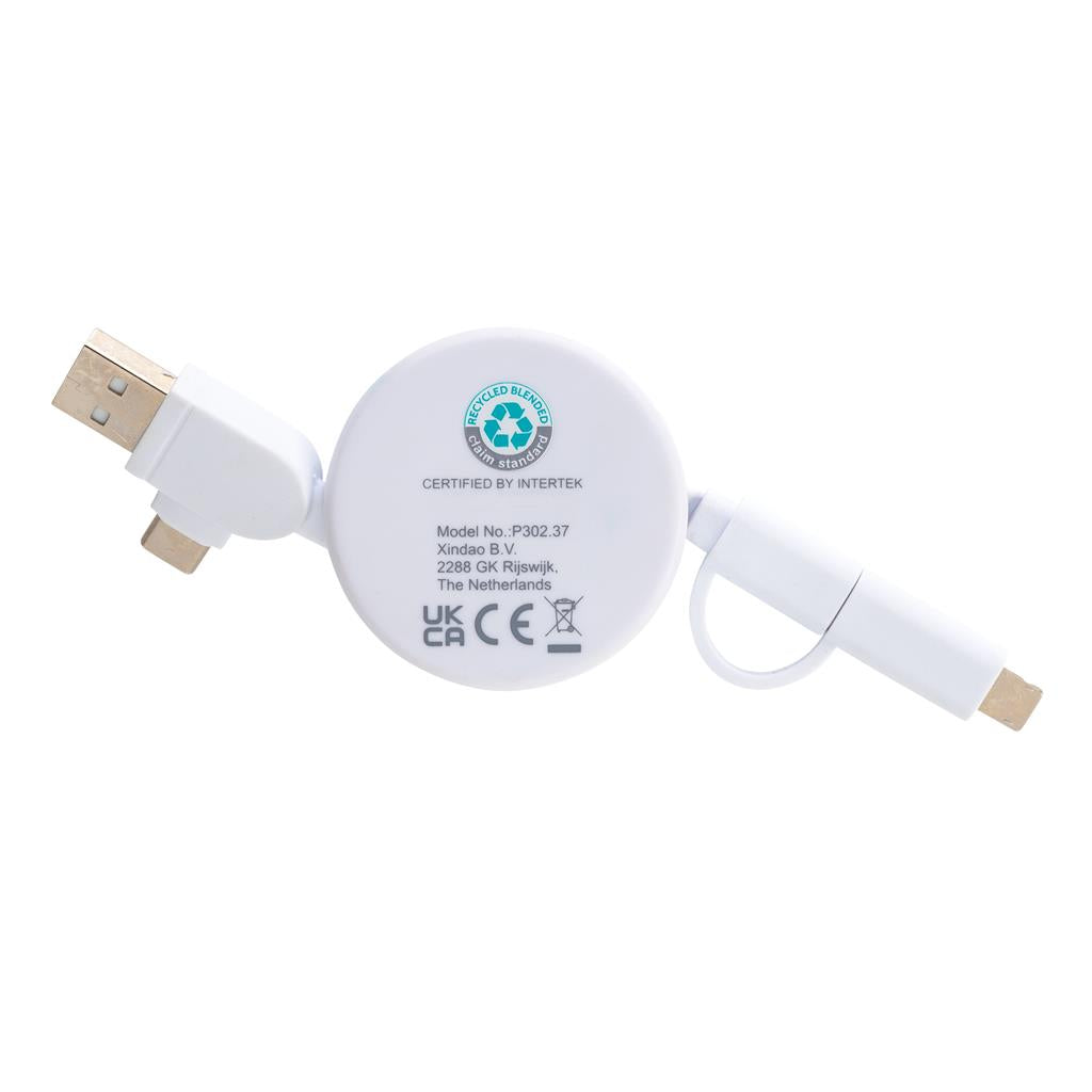 RCS recycled plastic & Bamboo 6-in-1 retractable cable
