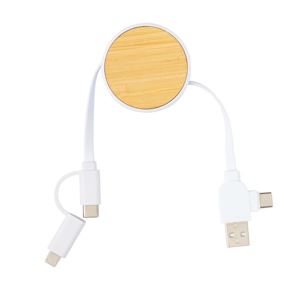 RCS recycled plastic & Bamboo 6-in-1 retractable cable